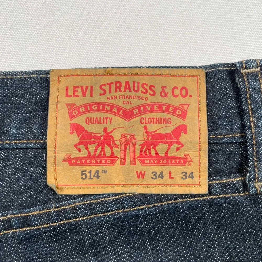 Levis 514 Straight Fit Jeans Mens 34x34 Dark Wash Indigo Denim Pants